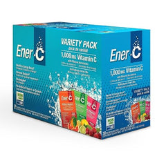 Ener-C Variety Pack Multivitamin Drink Mix, 1000mg Vitamin C, Non-GMO, Vegan, Real Fruit Juice Powders, Natural Immunity Support, Electrolytes, Gluten Free, 1-Pack of 30