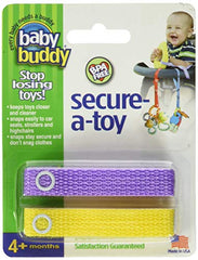 Baby Buddy Secure-A-Toy, Lilac/Yellow, 2-Pack