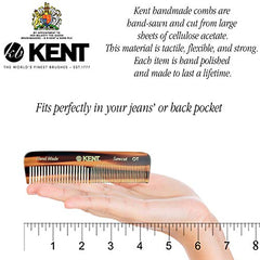 Kent K-Nu19 Comb, Coarse/Fine Tooth with Leather Case & Metal File (110mm/4.3in), 1 Count, brown