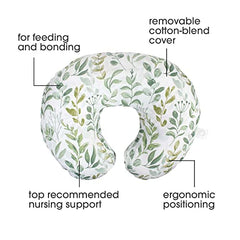 Boppy Nursing Pillow Original Support, Green Foliage, Ergonomic Nursing Essentials for Bottle and Breastfeeding, Firm Fiber Fill, with Removable Nursing Pillow Cover, Machine Washable