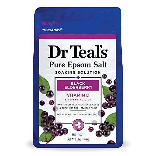 Dr Teal's Pure Epsom Salt Soaking Solution Black Elderberry with Vitamin D & Essential Oils