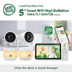 LeapFrog LF925-2HD 1080p WiFi Remote Access 360 Degree Pan & Tilt 2 Camera Video Baby Monitor with 5” High Definition 720p Display, Night Light, Color Night Vision (White) One Size