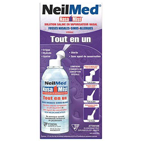 NeilMed Nasamist All-in-One Sterile Saline Nasal Spray, 6 Ounce