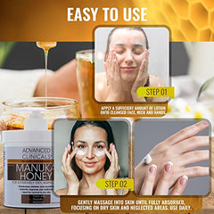 Advanced Clinicals Manuka Honey Cream Face & Body Anti Aging Moisturizing Skin Care Lotion, Intense Firming & Hydrating Moisturizer Skincare Balm For Dry Skin, Age Spots & Sun Damaged Skin, 16 Ounce