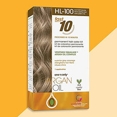 One n Only Argan Oil Fast 10 Permanent Hair Color Kit - HL-100 Cool Hi-Lift Blonde Hair Color Unisex 1 Pc