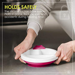 bblüv - Platö - Warming Plate - 3 Compartment, Non-Toxic, BPA Free with Suction Base for Baby Toddler (Pink)