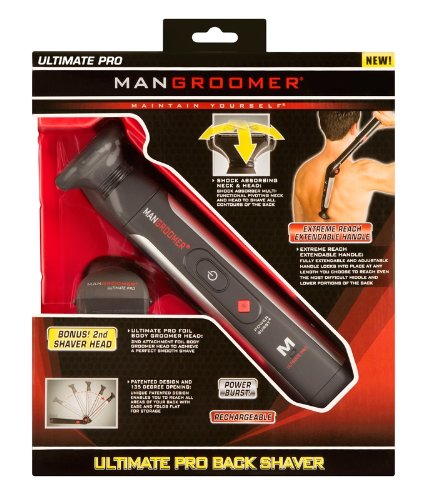 MANGROOMER Ultimate Pro Back Shaver with 2 Shock Absorber Flex Heads, Extreme Reach Handle and POWER BURST