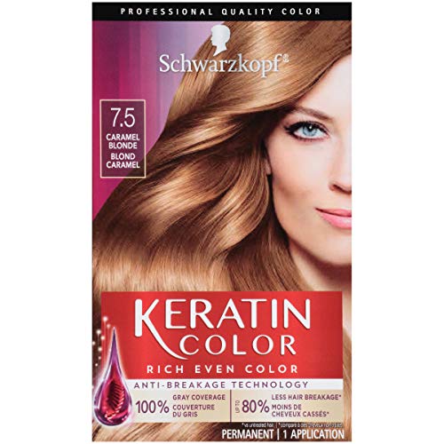 Schwarzkopf Keratin Color Permanent Hair Color Cream, 7.5 Caramel Blonde, 1 Count