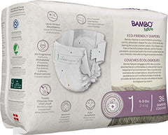 Bambo Nature Premium Eco-Friendly Baby Diapers, Size 1 (4-9 Lbs), 36 count