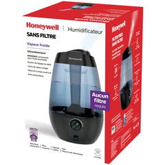 Honeywell HUL535BC Ultrasonic Cool Mist Humidifier, with Variable Output Control, Auto Shut-off, Ultra Quiet Operation, Directional Mist Outlet, Cool Visible Mist, Black, 1-Gallon