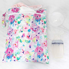 Bumkins Waterproof Wet Bag/Dry Bag, Washable, Reusable for Travel, Beach, Pool, Stroller, Diapers, Dirty Gym Clothes, Wet Swimsuits, Toiletries – Watercolor