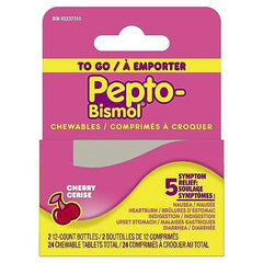 Pepto To Go, Upset Stomach Relief, Diarrhea Relief, Heartburn, Nausea, Indigestion, Upset Stomach, Cherry Flavour, 24 Count