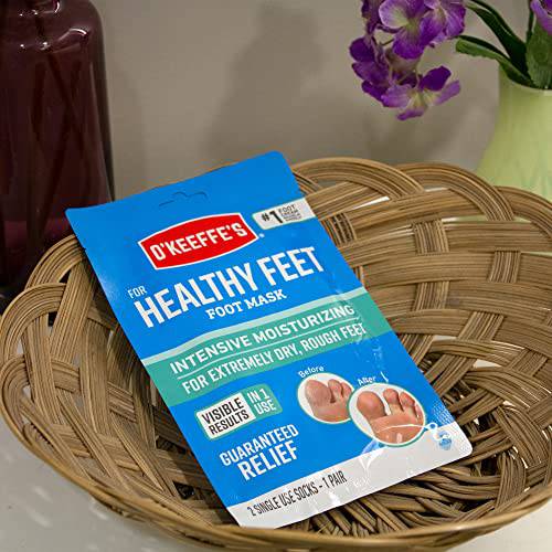 O'Keeffe's for Healthy Feet Intensive Moisturizing Foot Mask, Guaranteed  Relief for Extremely Dry, Rough Feet, One Pair Single-Use Hydrating Foot  Mask