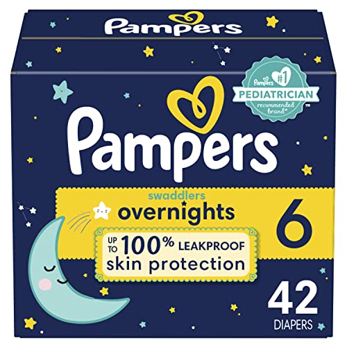 Diapers Size 6, 42 Count - Pampers Swaddlers Overnights Disposable Baby Diapers, Super Pack (Packaging & Prints May Vary)