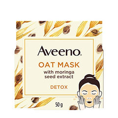 Aveeno Oat Face Mask with Moringa Seed Extract for Detox - Dry Skin Care - Paraben Free Facial Cleanser - 50 grams