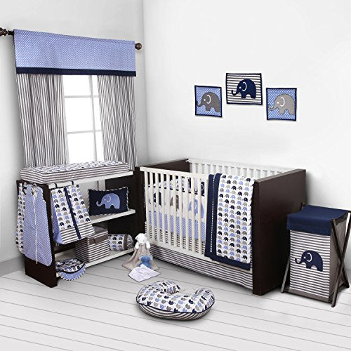 Bacati Elephants Blue/Grey Hamper