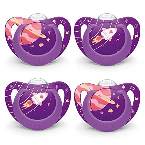 NUK Genius Pacifier, Purple Space, 6-18 Months, 4 Pack