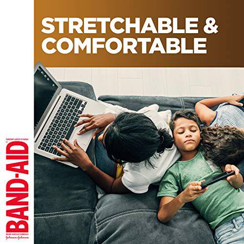 Band-Aid® Brand Flexible Fabric Adhesive Bandages, Flexible Protection & Care of Minor Cuts & Scrapes, Quilt-Aid Pad for Painful Wounds, Light Brown Skin Tone (BR45), Assorted Sizes, 30 ct