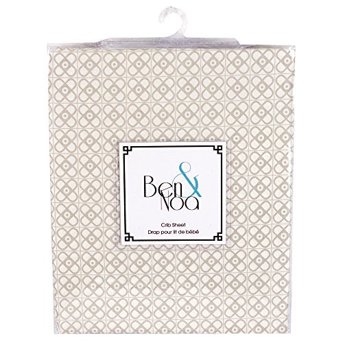 Ben & Noa Percale Fitted Crib Sheet, Linen Mini Print