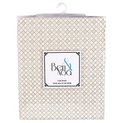 Ben & Noa Percale Fitted Crib Sheet, Linen Mini Print