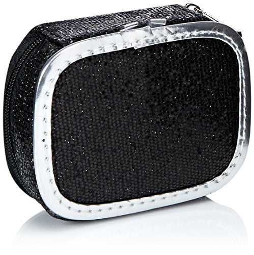 MIAMICA Zippered Pill Case, Black Glitter, One Size, Miamica Pill Case Packing Organizer