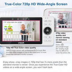 VTech VM901-1W WiFi Video Baby Monitor with Free Live Remote Access, White, 1080p Full HD Camera, 5" Screen, Pan Tilt Zoom, HD Night Vision, 2-Way Audio Talk, White, 1 Count