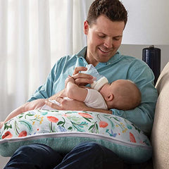 Boppy Nursing Pillow Cover, Premium Quick-Dry Fabric, Mint Flower, Fits The Original Support Boppy Pillow for Breastfeeding and Bottle Feeding, Cover Only, Nursing Support Pillow Sold Separately