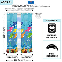 Franco Kids Room Microfiber Window Curtain Panels Drapes Set, 82 in x 63 in, Baby Shark