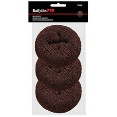 BaBylissPRO Hair Donuts, 3.5 inch Diameter in Brown, 3 per pack