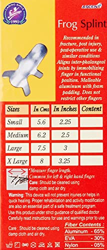 Flamingo Frog Splint Straightening Finger Corrector Brace for Fracture, Collateral Ligament, Arthritis, Dislocation, Trigger Finger, Muscle - Aluminium with Foam Padding Thumb Splint - Large