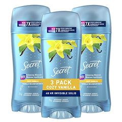 Secret Invisible Solid Antiperspirant And Deodorant, Vanilla Scent, 73G (Pack Of 3)