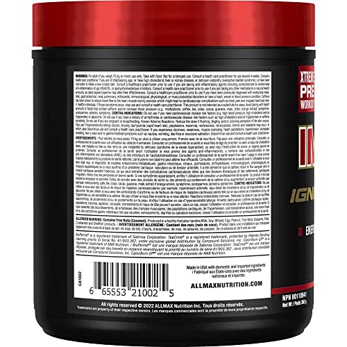 ALLMAX Nutrition - Impact Igniter Xtreme Pre Workout Powder - with Citrulline Malate, Beta - Alanine, Caffeine, Taurine, and Betaine anhydrous - Pineapple Mango - 360g