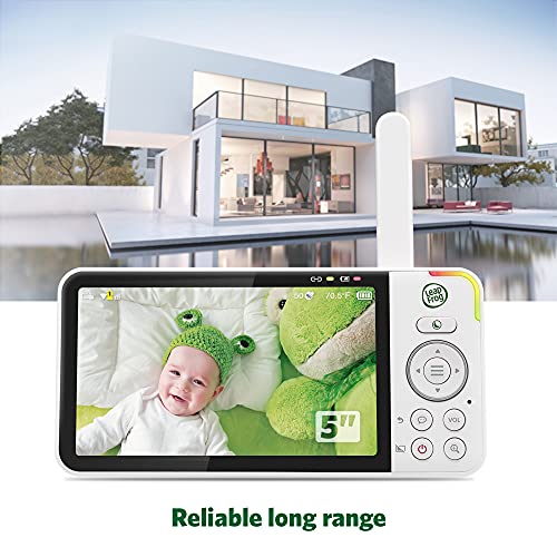 LeapFrog LF815-2HD - 1080p WiFi Remote Access 2 Camera Video Baby Monitor with 5” High Definition 720p Display, Night Light, Color Night Vision, (White), One Size