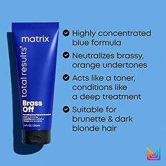 Matrix Total Results Hair Mask, Brass Off Color Depositing Custom Neutralization Hair Mask, For Color-Treated Hair, Repairs Damaged Hair and Protects Fragile Hair, 200ml (Packaging May Vary)