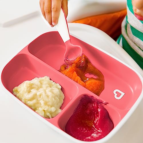 Munchkin Splash Toddler Divided Plate and Bowl Dining Set, Pink/Purple, 4 Piece