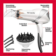 REVLON 1875 Watts Infrared Heat Hair Dryer for Max Drying Power, White