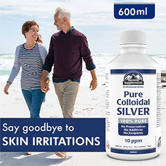 Colloidal Silver 10ppm 600ml - Colloidal Silver Liquid Minerals Trace Minerals - Colloidal Copper Supplements - Silver Colloidal Minerals Liquid - Formulated & Made in Canada