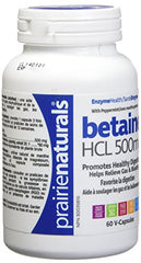 Prairie Naturals Betaine hcl 500mg vcaps 60 Count