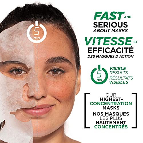 GARNIER Green Labs Biodegradable Face Masks Beauty, 5 Minute Skin Care Moisturizing Serum Sheet Masks For Face, 14 ml (Pack of 6)