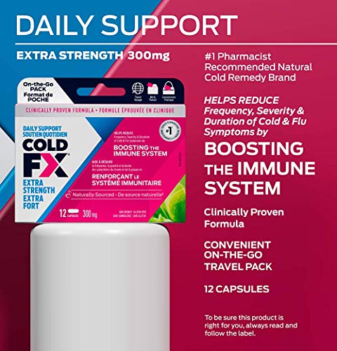 COLD-FX Extra Strength, Ginseng, Extract, Reduce Chance Cold and Flu, Support Immune System - 12 Capsules, 0.050 pound
