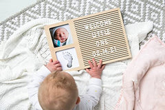 Pearhead Babyprints Letterboard Baby Handprint & Photo Frame, Wooden Customizable Letterboard for Baby, New Baby Keepsake