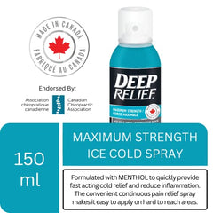 Deep Relief Maximum Strength Ice Cold Pain Relief Spray, Reduces Inflammation, 150ml, (Pack of 1)