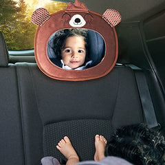 Diono Easy View Bear Character Baby Car Mirror, Safety Car Seat Mirror for Rear Facing Infant, Fully Adjustable, Wide Crystal Clear View, Shatterproof, Crash Tested