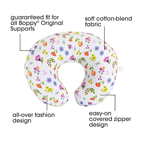 Boppy Nursing Pillow Cover, Bright Blooms, Cotton Blend, Fits The Original Support Boppy Pillow for Breastfeeding, Bottle Feeding, and Bonding, Cover Only, Nursing Support Pillow Sold Separately