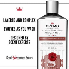 Cremo All Season Body Wash, Bourbon & Oak, 16 fl oz - Masculine Scent with a Tantalizing Essence of Lively Distiller's Spices, Smoked Bourbon and Oak