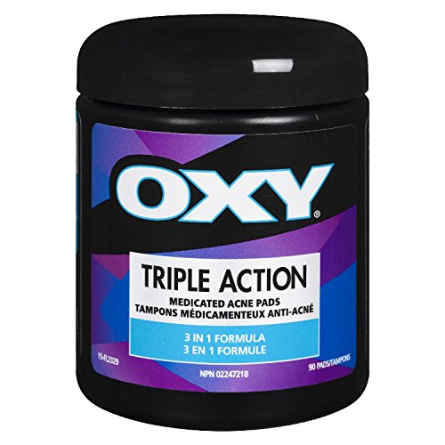 OXY Triple Action Cleansing Acne Pads with Salicylic Acid, Combination Skin, Mild Acne, Frequent Recurring Breakouts, 90ct