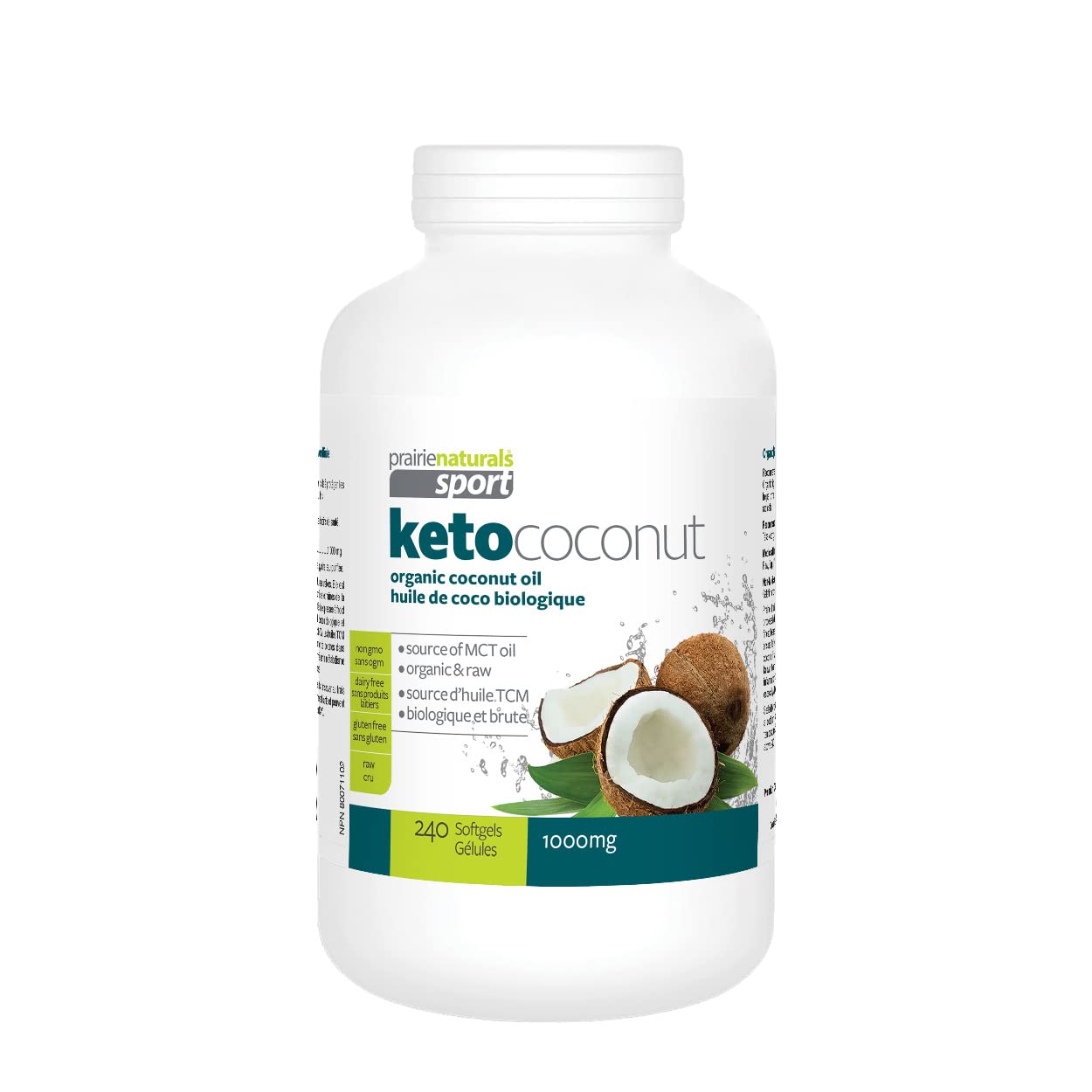 Prairie Naturals Keto Coconut Organic Coconut Oil 1000mg Softgel, 240 Count