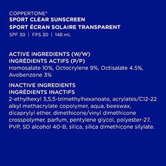 Coppertone Sport Clear Sunscreen SPF 30, Water-Resistant Sport Sunscreen Gel, Rubs In Clear and Stays On Strong When You Sweat