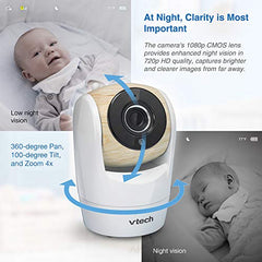 VTech Video Baby Monitor with 7” High Definition 720p Display, 360 Degree Panoramic Viewing Pan & Tilt HD Camera, VM919HD (White)