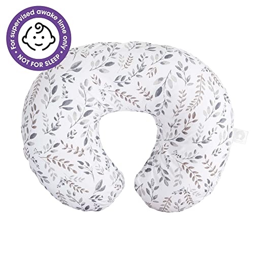 Boppy Nursing Pillow Original Support, Gray Taupe Leaves, Ergonomic Nursing Essentials for Bottle and Breastfeeding, Firm Fiber Fill, with Removable Nursing Pillow Cover, Machine Washable